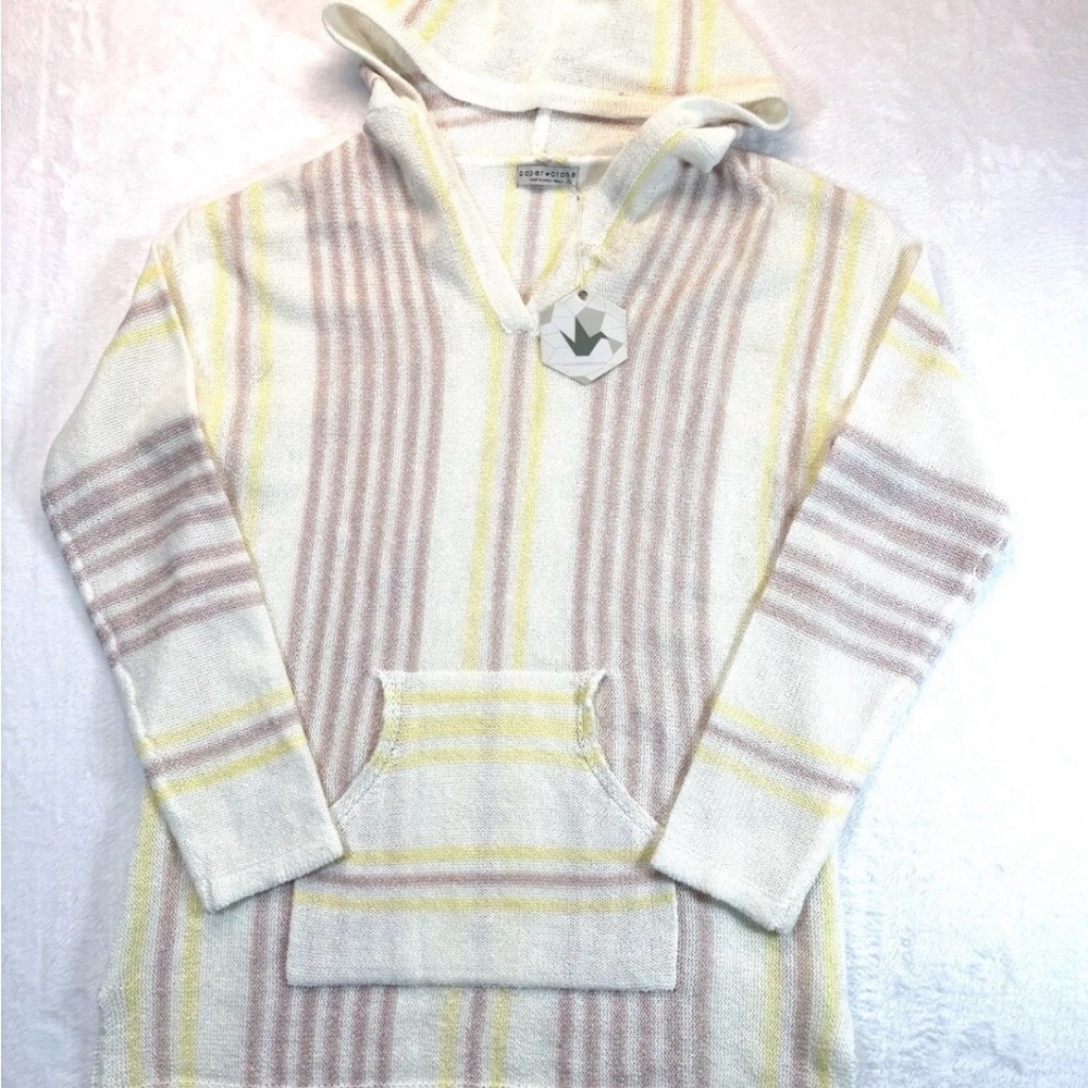 Paper Crane White and Yellow Striped Hoodie